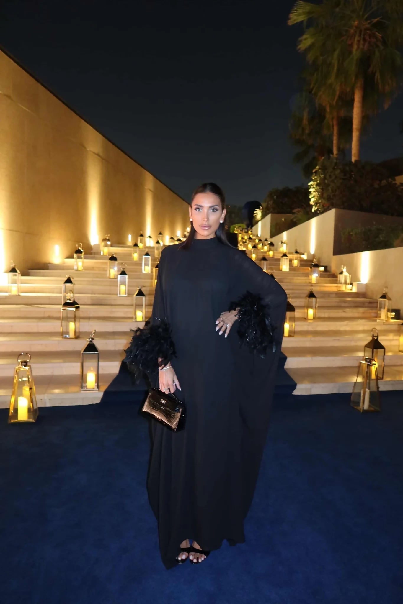 AMK COUTURE Abaya Midnight Black Feather Set