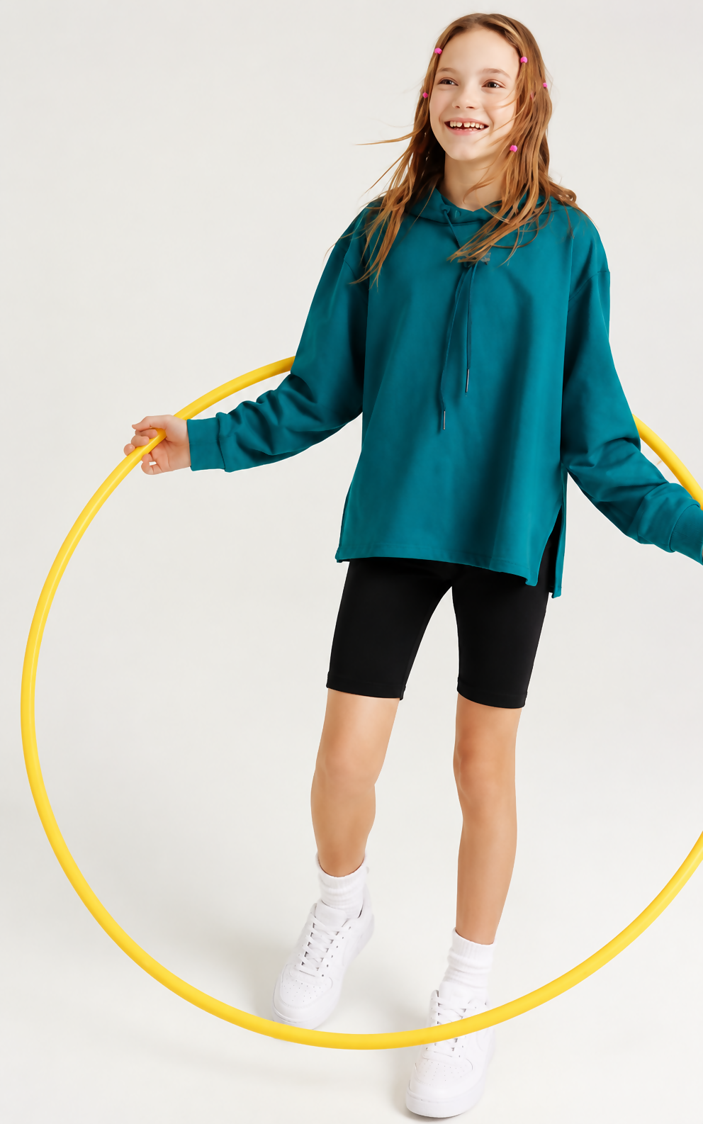 Girls' Mid-length Biker Shorts Black