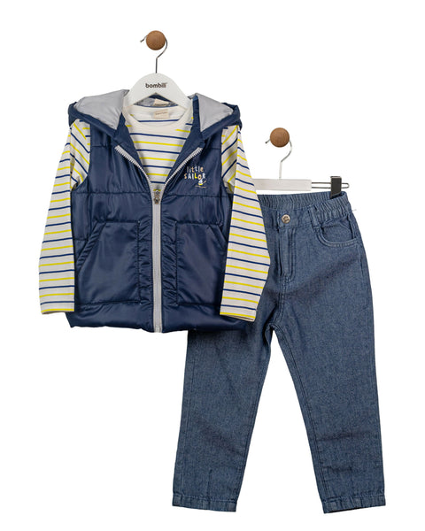 BOMBILI Boys 3-piece set (tshirt,vest,pants) - Navy Blue