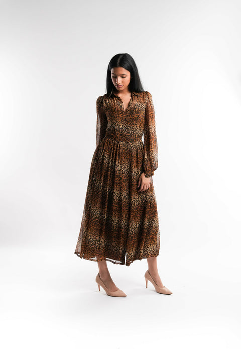 Leopard Print Chiffon Dress