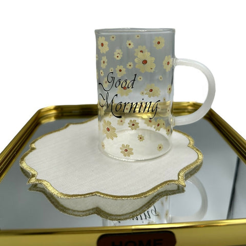 DAISY MORNING COFFEE GLASS MUG