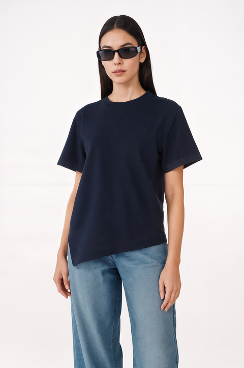 Women Asymmetrical Cotton T-Shirt