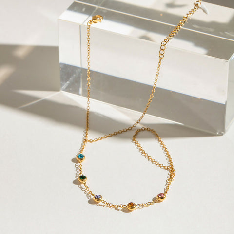 Cayra – Three-Layer Zircon Hand Chain Bracelet, 18K Gold Finish