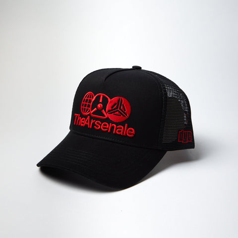 TheArsenale Black Red Trucker Cap