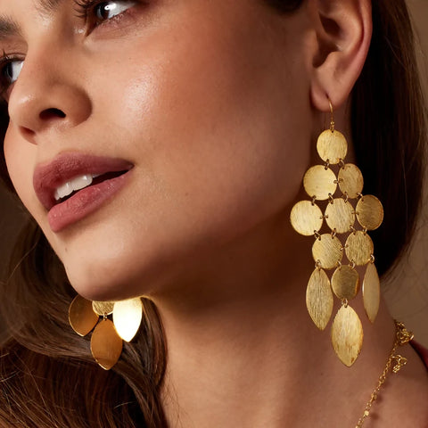 Brushed Cascade Statement Disc Earring