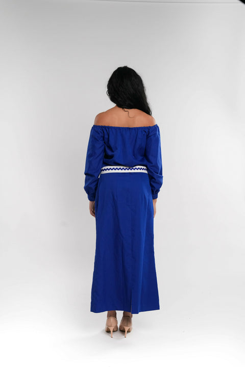 Embellished Cotton Dress in Powder Blue