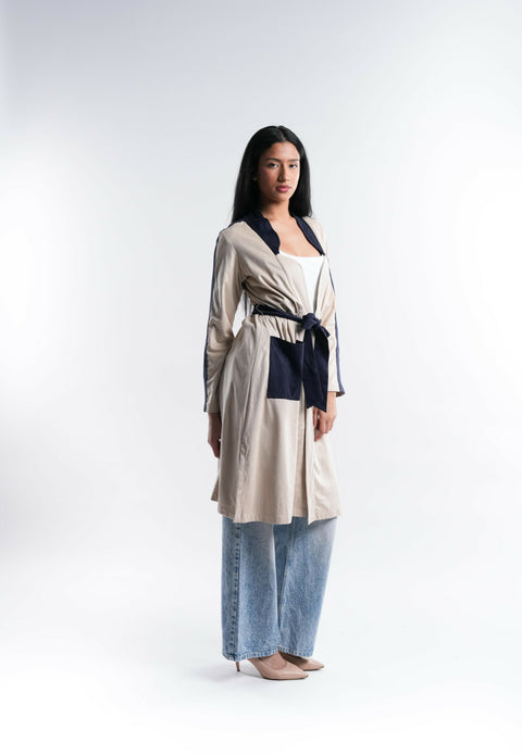 Two Tone Suede Trench Coat