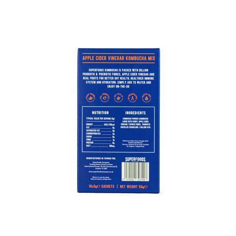 Superfoods Instant kombucha Box - Apple Cider Vinegar Flavour Sachets 10 x 5g