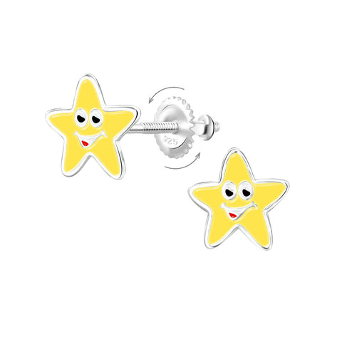 Yellow Star Screw-back Earrings