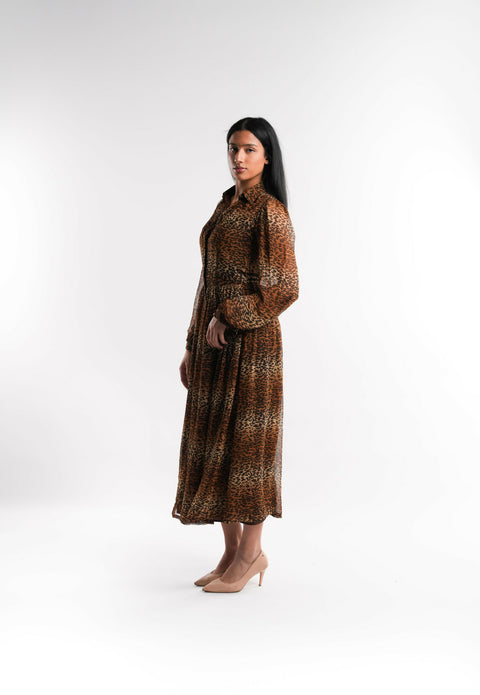 Leopard Print Chiffon Dress