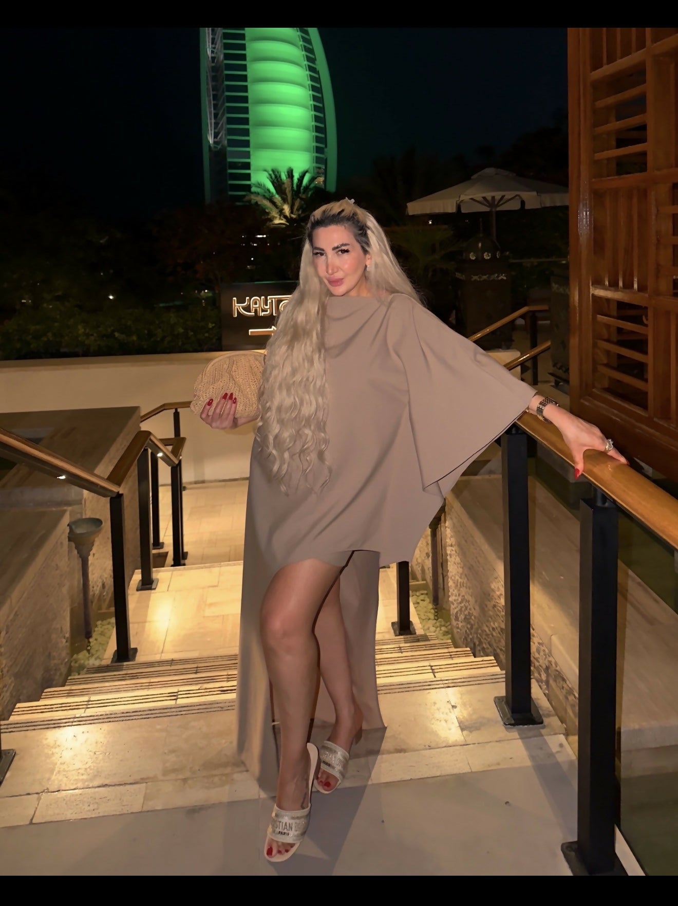 Icona Stile Elegant Asymmetric Taupe Two-Piece Set