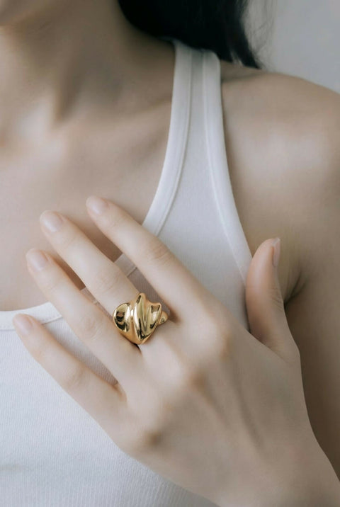 Ava Handmade Adjustable Gold Ring