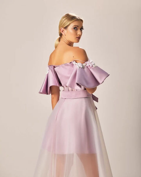 Mauve Moonlight Off-Shoulder Dress