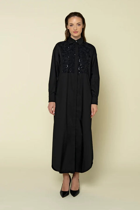 CHIARA EMBROIDERED LONG LINE SHIRT