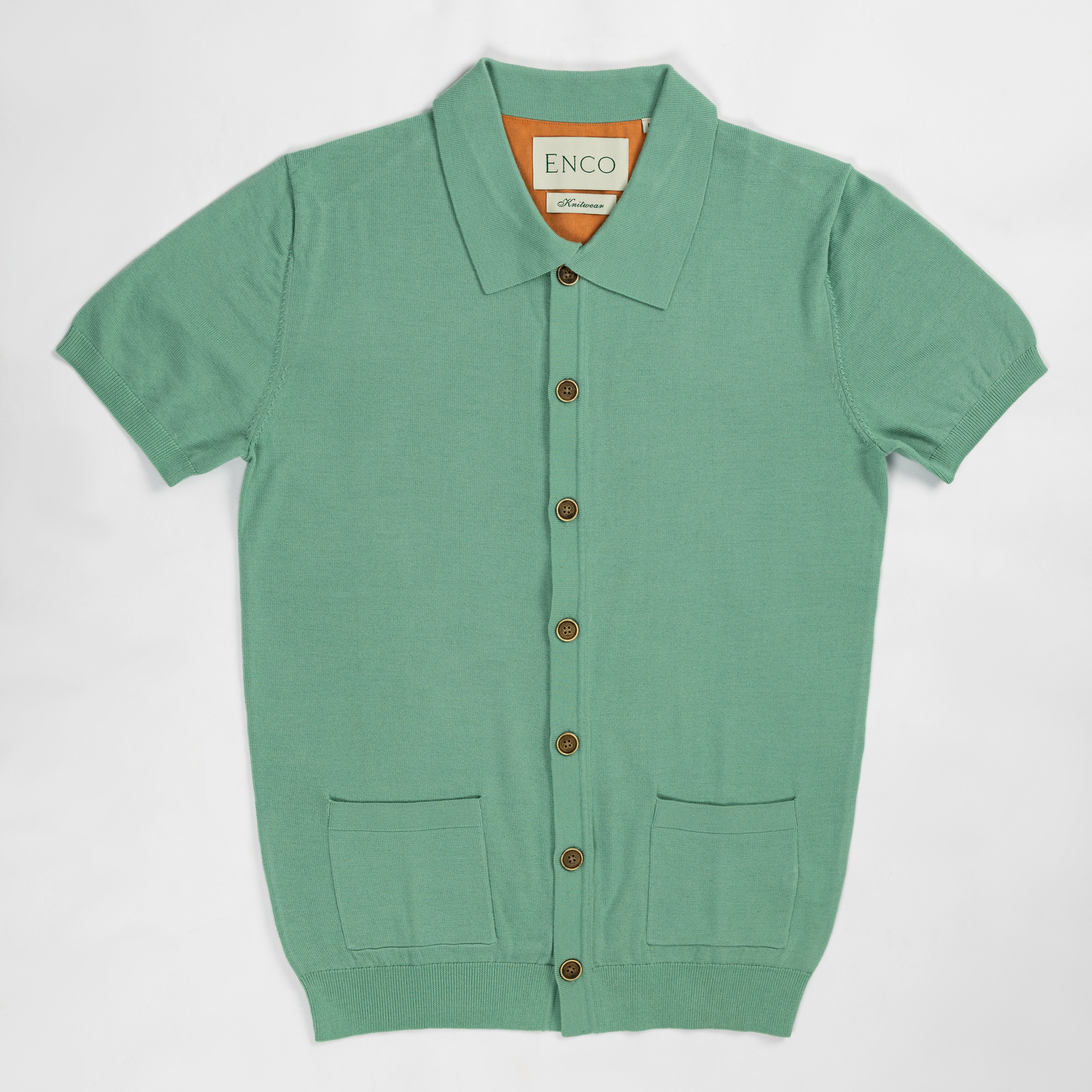 Sage Knitted Short Sleeve Shirt