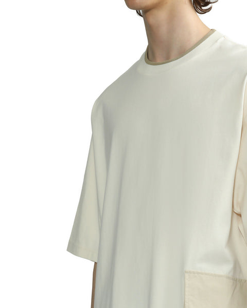 Patch Pocket Ivory T-shirt in Cotton Jersey