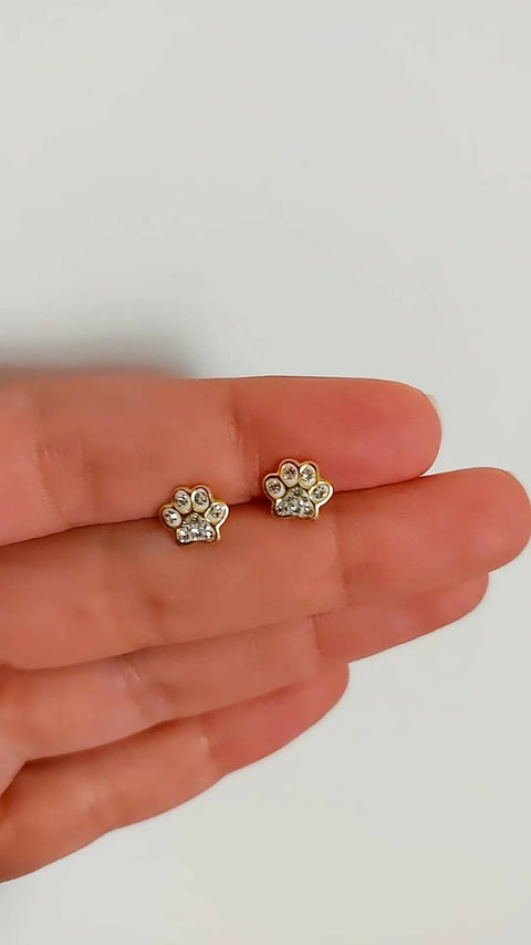 Gold Paw Stud Earrings