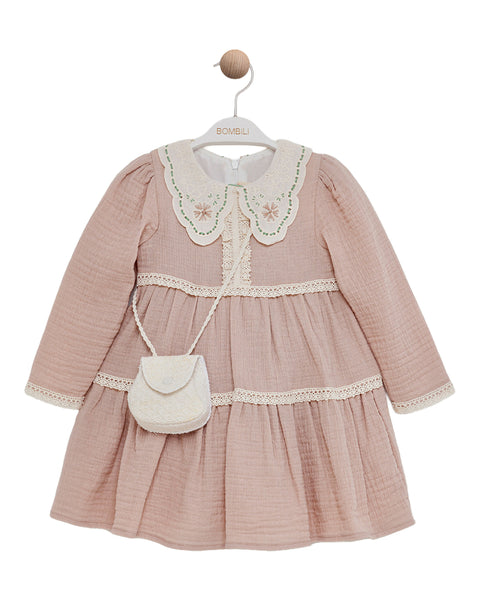 BOMBILI Girls Dress with a bag - Salmon