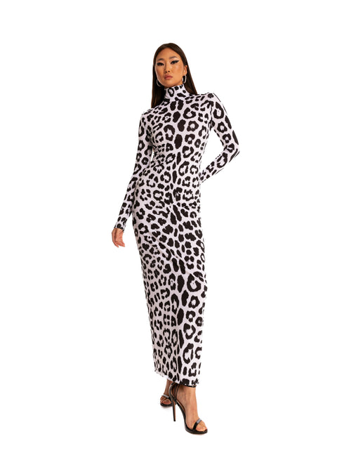 Leopard Maxi Dress in White