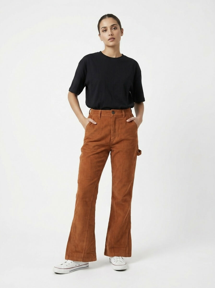 Vintage Brown Flared Panel Pants