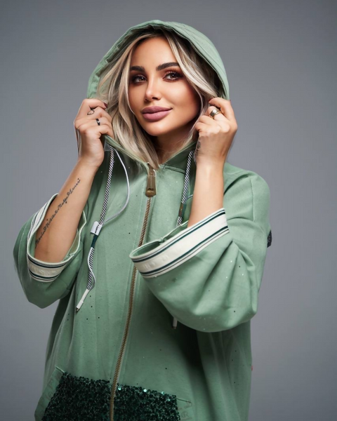 Crisanta Hoodie Set “Sparkle Green”