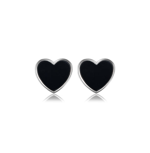 Heart Earrings with Onyx