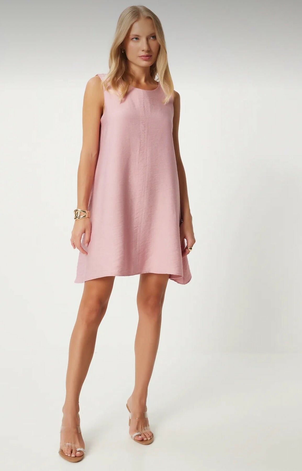 MY PEANUT Merve A-Cut Dress in Pink