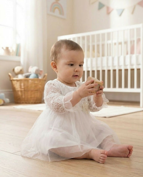 MAISON BEBE Maya Lace Dress in White