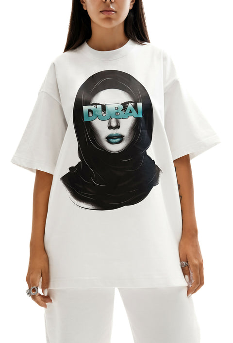 Woman Dubai T-Shirt in White & Blue