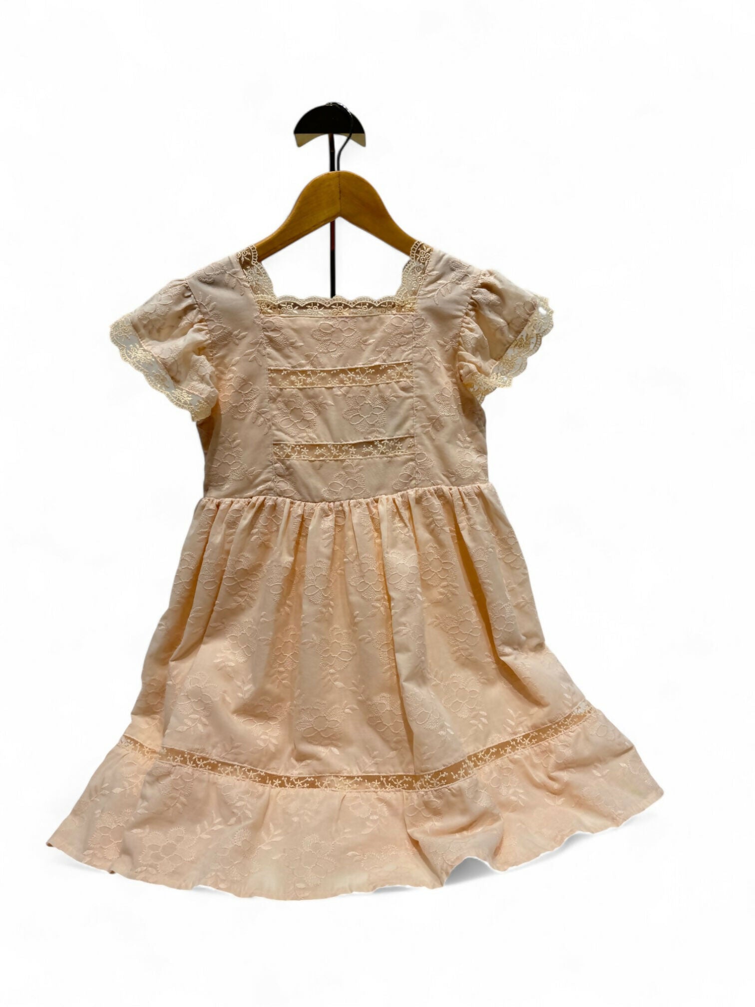 MIRA LACY COTTON DRESS - SALMON