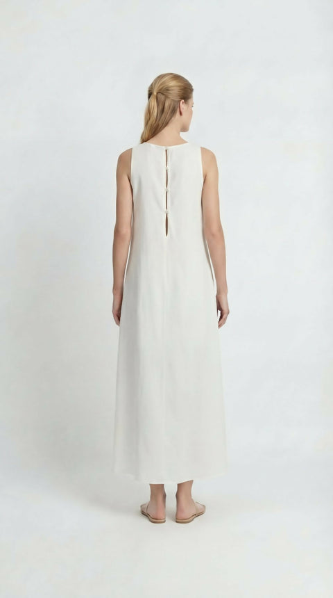 Pearl Linen Maxi Dress