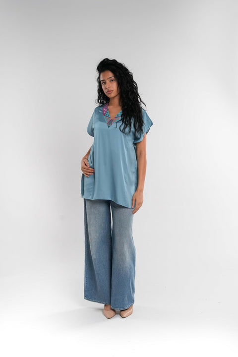 Blue Embroidered Tunic