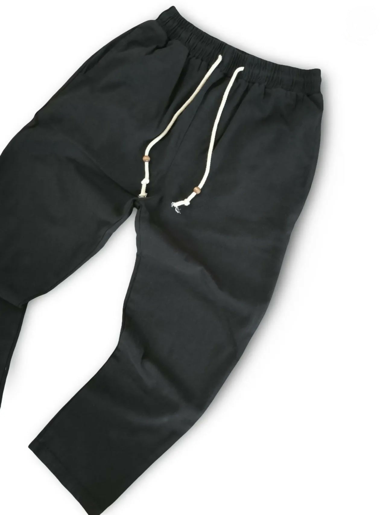 Baggy Gabardine Cotton Pants - Black