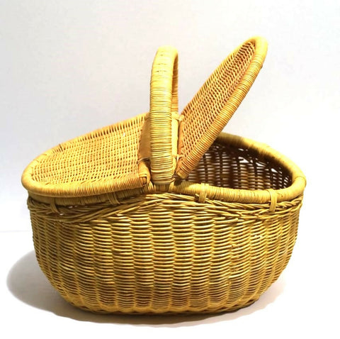 Susarts handwoven rattan basket with cover