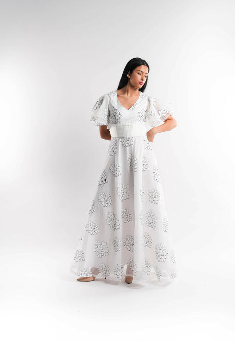Pearl-Embellished Organza Dress