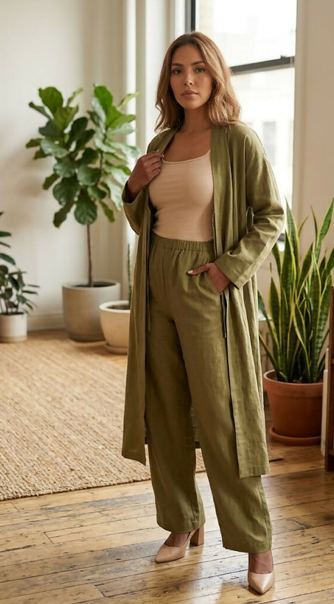 Viscose Suit With Trousers And Cape Khaki