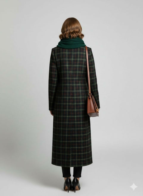 Checked Design Trench Coat Lined