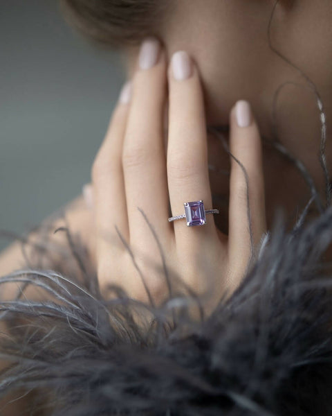 Ring with a lavender stone