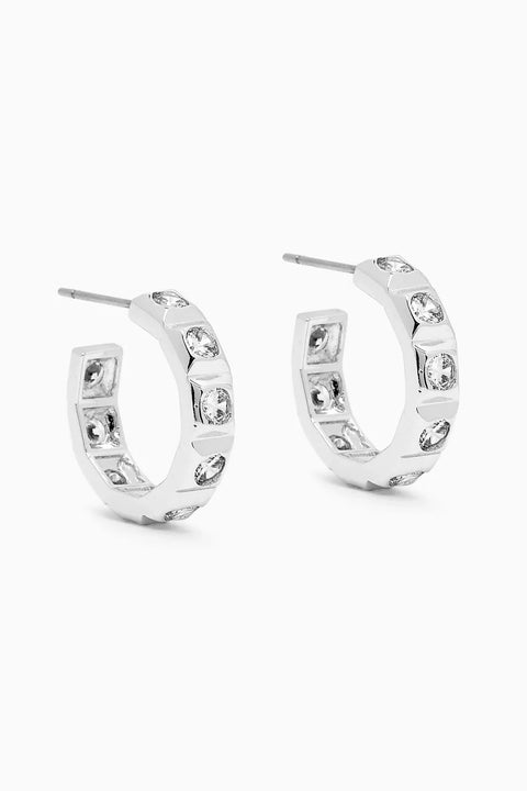 Mini Pyramid Stud Hoops- Silver