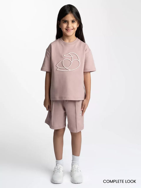 Kids OS Cotton T-Shirt with 3D Embroidery Mauve