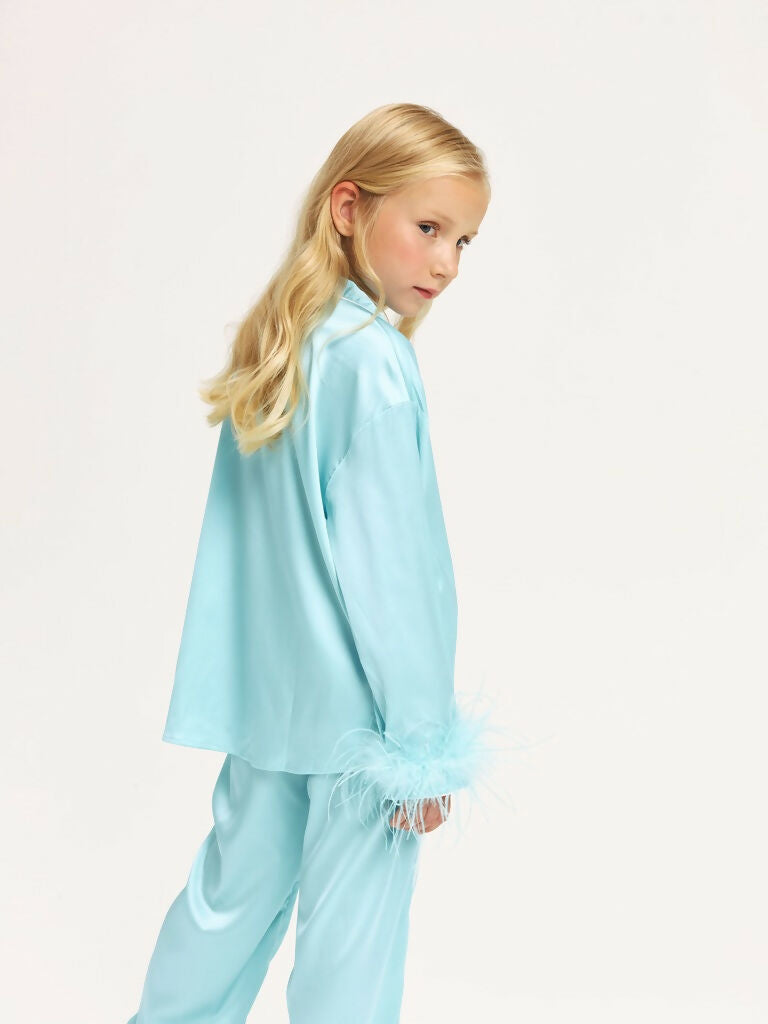 Girls' Luxury Silk Two-Piece Set – Tiffany Blue
