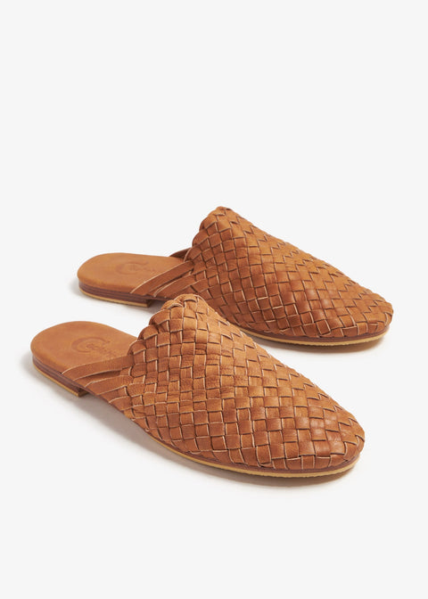 CECILEHOB Handwoven Slippers Men Camel Brown