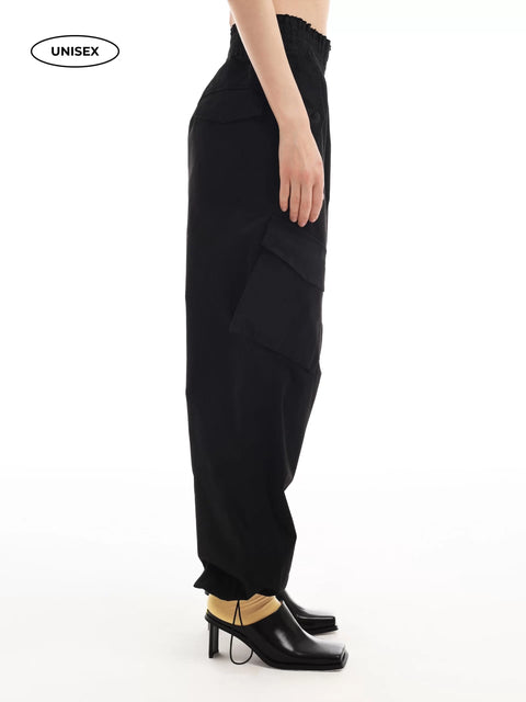 Wide Black Cargo Pants "Romanticism"