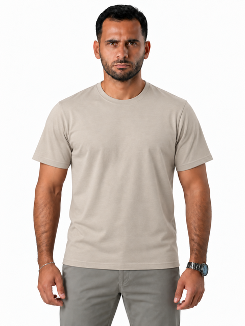 ANGELO KAHEL - CREW NECK T-SHIRT BEI - VT-1000