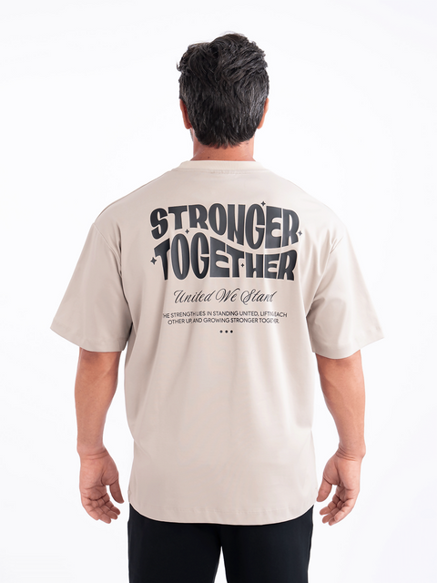 OVERSIZED STRONGER TOGETHER GRAPHIC TEE PASTEL GREY