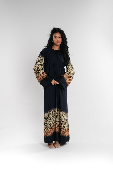 Navy Tiger Print Abaya with Shaila