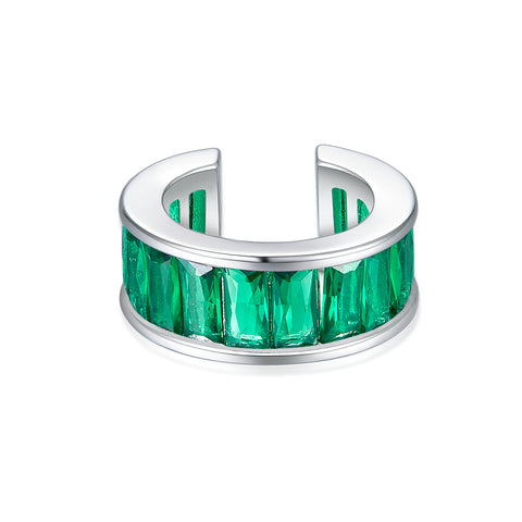 Cuff with sea-green stones in a baguette cut