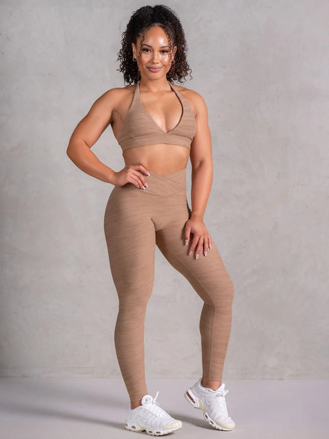 Ryderwear Icon Cross Over Scrunch Leggings Moca Marl