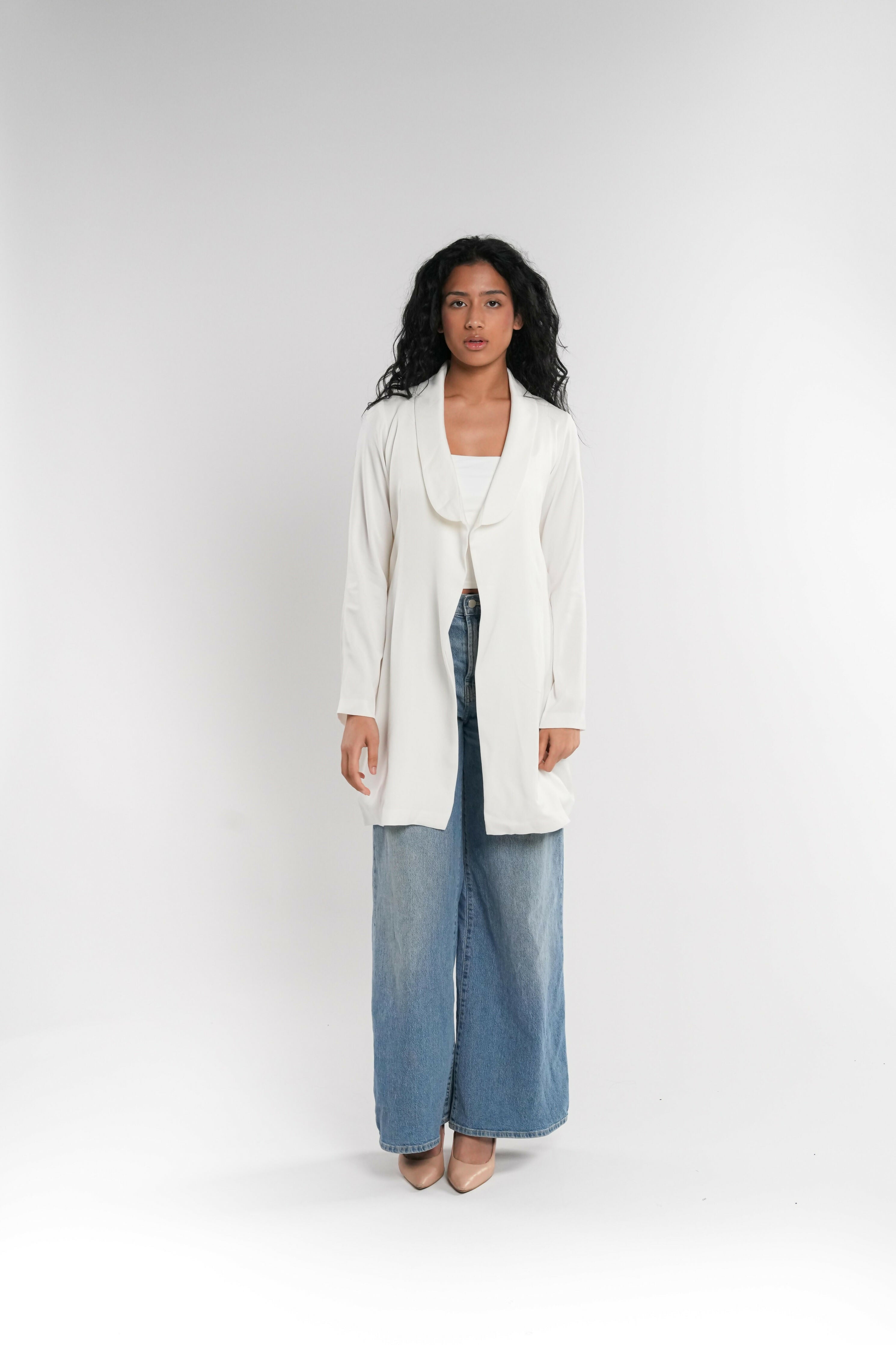 White Crepe Dress with Jacket