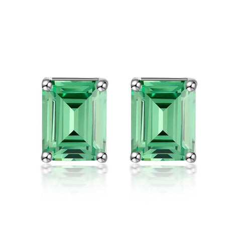 ﻿Emerald-cut light green stud earrings